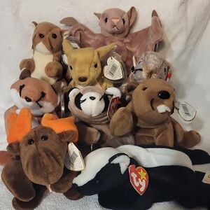 Creatures Of The Woods Ty Beanie Baby Collection - Brown, Black, and Orange
